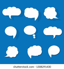 White paper bubbles for speech on an orange background