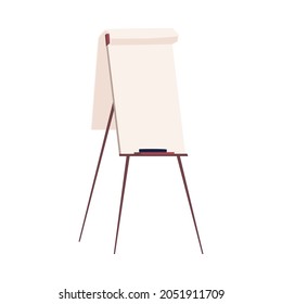 White paper business presentation board company report and ideas. Modern office interior furniture element, flat cartoon vector illustration isolated white background