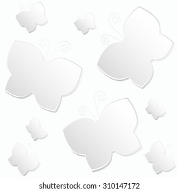 white paper butterflies - vector pattern
