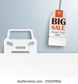 White Paper Car With Price Sticker. Eps 10 Vector File.