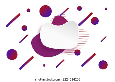 weiße Papierkarte und abstrakte Farbverläufe. Trendfarbene Linien und Kreise von Tapeten in einem modernen Materialdesign-Stil