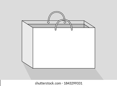White Paper Cardboard Box With Rope Handle Template, Vector File