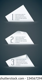 White Paper Cards With Curled Corners And Infographic Steps