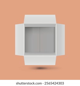 White Paper carton Box open top view Mockup Design vector Background.