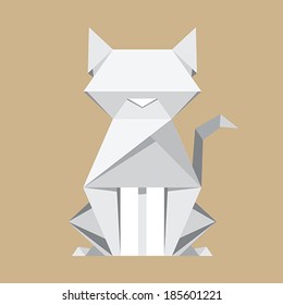 White paper cat origami