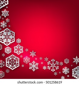 White paper christmas snowflake on a red background. EPS 10 vector file included