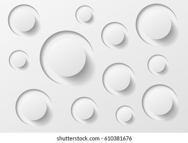 White Paper circle abstract background banner with drop shadows. Vector illustration.