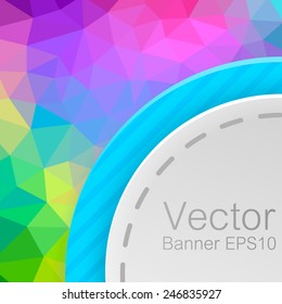 White paper circle banner. Isolated on a geometric background. With Space For Text. Vector illustration.