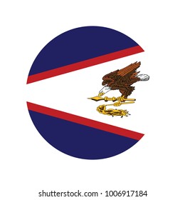 White paper circle with flag of American Samoa. Abstract illustration.