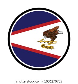 White paper circle with flag of American Samoa. Abstract illustration.