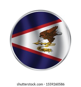 White paper circle with flag of American Samoa. Abstract illustration.