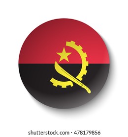 White paper circle with flag of Angola. Abstract illustration