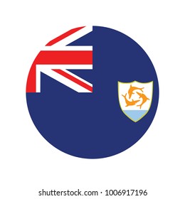 White paper circle with flag of Anguilla. Abstract illustration.
