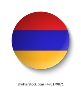 White paper circle with flag of Armenia. Abstract illustration