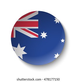 White paper circle with flag of Australia. Abstract illustration