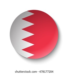 White paper circle with flag of Bahrain. Abstract illustration
