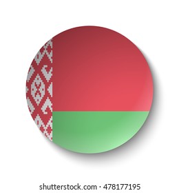 White paper circle with flag of Belarus. Abstract illustration