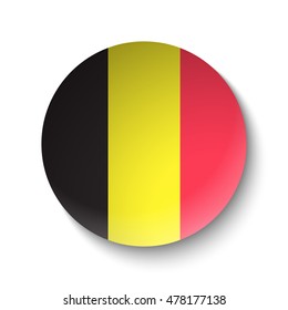 White paper circle with flag of Belgium. Abstract illustration