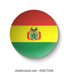 White paper circle with flag of Bolivia. Abstract illustration