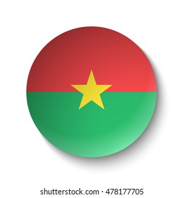 White paper circle with flag of Burkina Faso. Abstract illustration