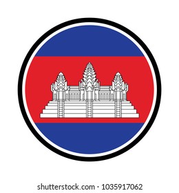White paper circle with flag of Cambodia. Abstract illustration.
