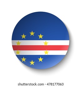 White paper circle with flag of Cape Verde. Abstract illustration