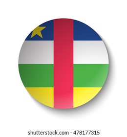 White paper circle with flag of Central African Republic. Abstract illustration