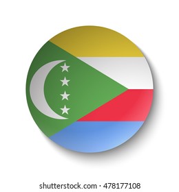 White paper circle with flag of Comoros. Abstract illustration