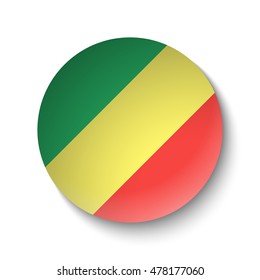White paper circle with flag of Congo Republic. Abstract illustration