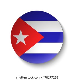 White paper circle with flag of Cuba. Abstract illustration