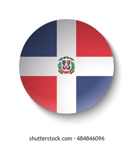 White paper circle with flag of Dominican Republic. Abstract illustration