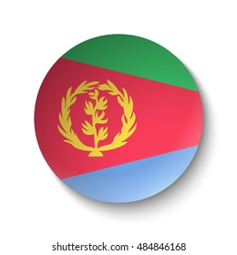 White paper circle with flag of Eritrea. Abstract illustration