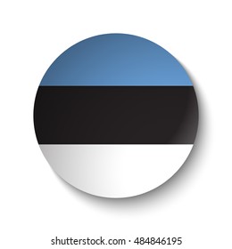 White paper circle with flag of Estonia. Abstract illustration