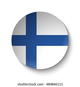 White paper circle with flag of Finland. Abstract illustration