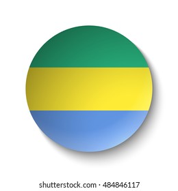 White paper circle with flag of Gabon. Abstract illustration