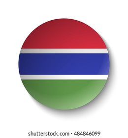White paper circle with flag of Gambia. Abstract illustration