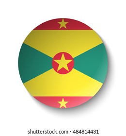 White paper circle with flag of Grenada. Abstract illustration