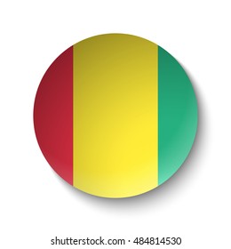 White paper circle with flag of Guinea. Abstract illustration