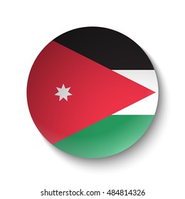 White paper circle with flag of Jordan. Abstract illustration