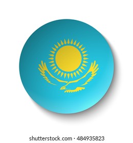 White paper circle with flag of Kazakhstan. Abstract illustration