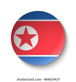 White paper circle with flag of Korea North . Abstract illustration
