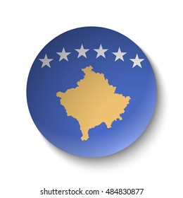 White paper circle with flag of Kosovo. Abstract illustration