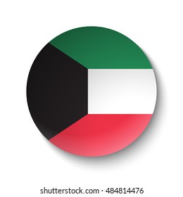 White paper circle with flag of Kuwait. Abstract illustration