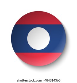 White paper circle with flag of Laos. Abstract illustration