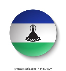White paper circle with flag of Lesotho. Abstract illustration