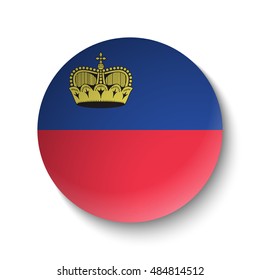White paper circle with flag of Liechtenstein. Abstract illustration