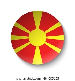 White paper circle with flag of Macedonia. Abstract illustration