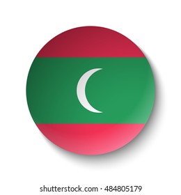 White paper circle with flag of Maldives. Abstract illustration