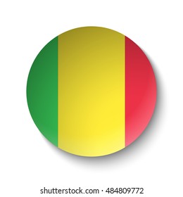 White paper circle with flag of Mali . Abstract illustration