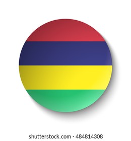 White paper circle with flag of Mauritius. Abstract illustration